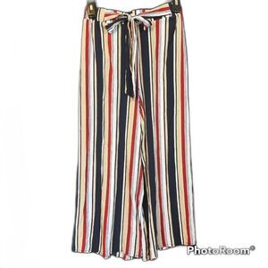 Le Lis Cream Striped Wide Leg Palazzo Pants